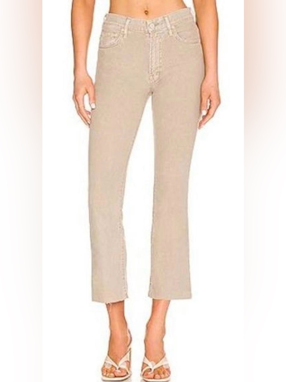 MOTHER DENIM THE INSIDER ANKLE FRAY JEAN IN CHALK IT UP, SIZE 28.